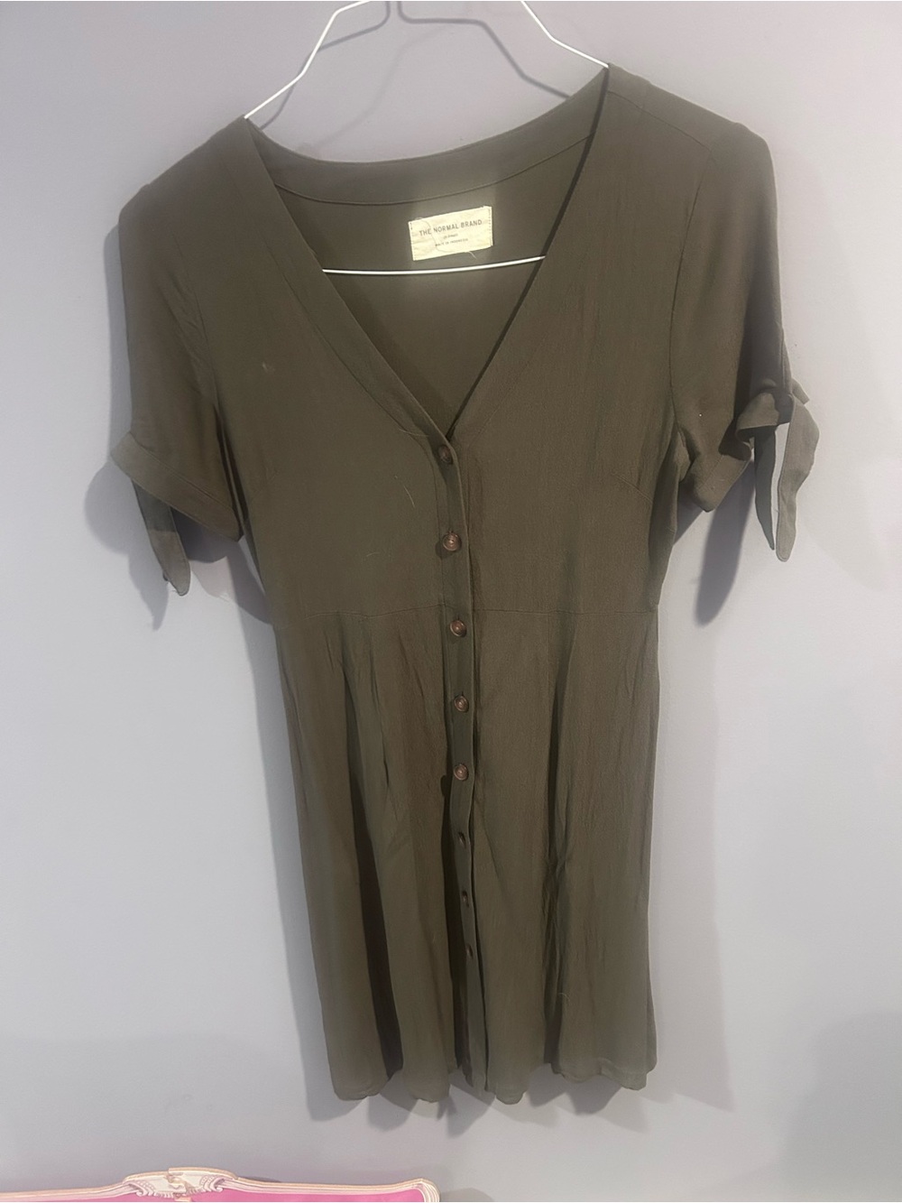 The Normal Brand Olive Green Button-Front Tunic Top